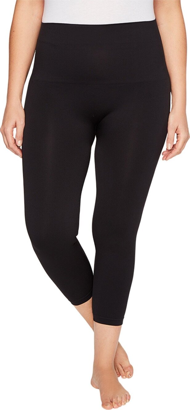 SPANX Plus Size Cropped Look at Me Now Seamless Leggings Very Black Pants 2X